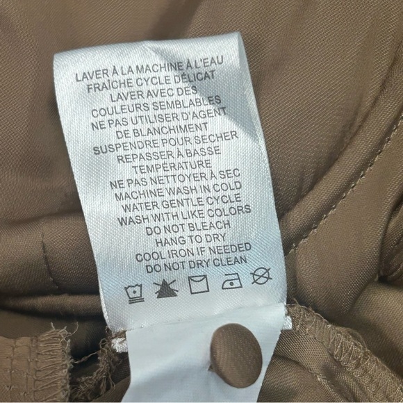 Joie tan satin corset button balloon puff sleeve cut out tie back blouse S NWT - Picture 7 of 11